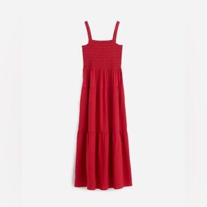 NEW MADEWELL Smocked Tiered Maxi Dress in Crimson Berry